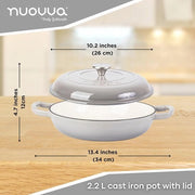Ovenpan in ghisa con coperchio - Piatto da stufato e brasatura in acciaio inossidabile, resistente al forno fino a 315°C - Pentola robusta per stufati, brasature e cotture - Grigio, 2,3 litri