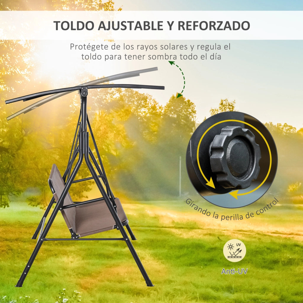 Dondolo da Giardino 2 Posti con Parasole ¨C Zephmum ¨C Marrone 172x110x155 cm