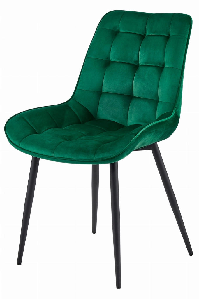 Sedia VALORA BERA in velluto verde scuro con gambe nere x 4