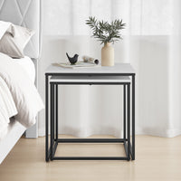 Set di 2 tavolini da caffè quadrati Valora | Piano bianco con struttura in acciaio nero