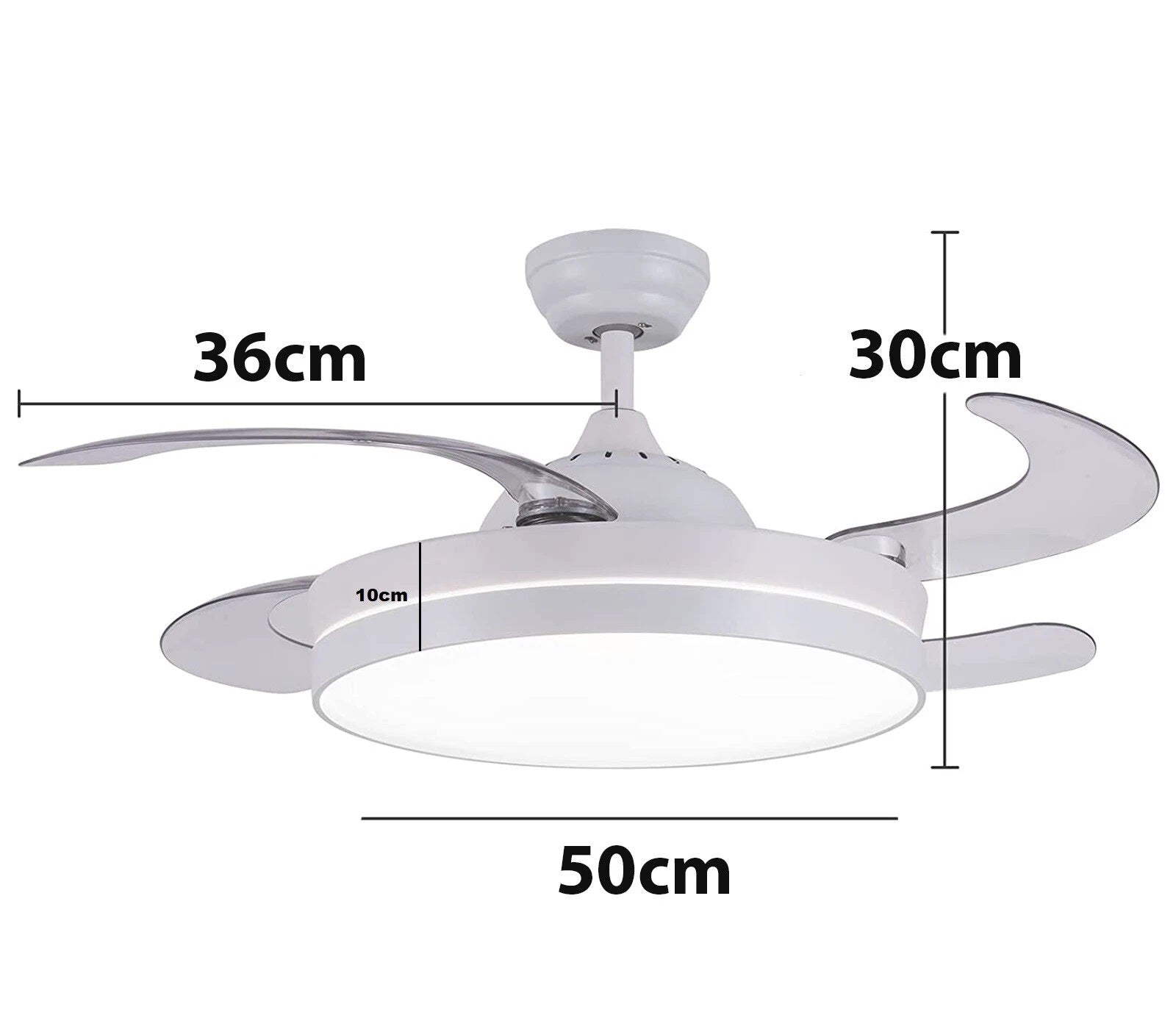 Ventilatore Da Soffitto Con Luce Pale Scomparsa 72W Lampadario Sospensione con Telecomando incluso Regolabile 3000K 4000K 6500K