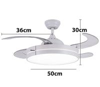 Ventilatore Da Soffitto Con Luce Pale Scomparsa 72W Lampadario Sospensione con Telecomando incluso Regolabile 3000K 4000K 6500K