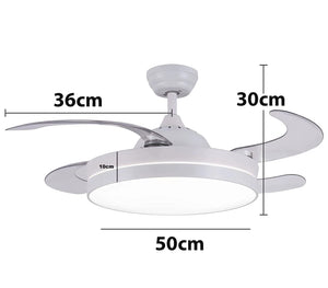 Ventilatore Da Soffitto Con Luce Pale Scomparsa 72W Lampadario Sospensione con Telecomando incluso Regolabile 3000K 4000K 6500K