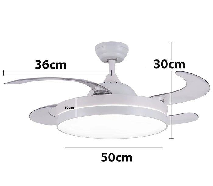 Ventilatore Da Soffitto Con Luce Pale Scomparsa 72W Lampadario Sospensione con Telecomando incluso Regolabile 3000K 4000K 6500K