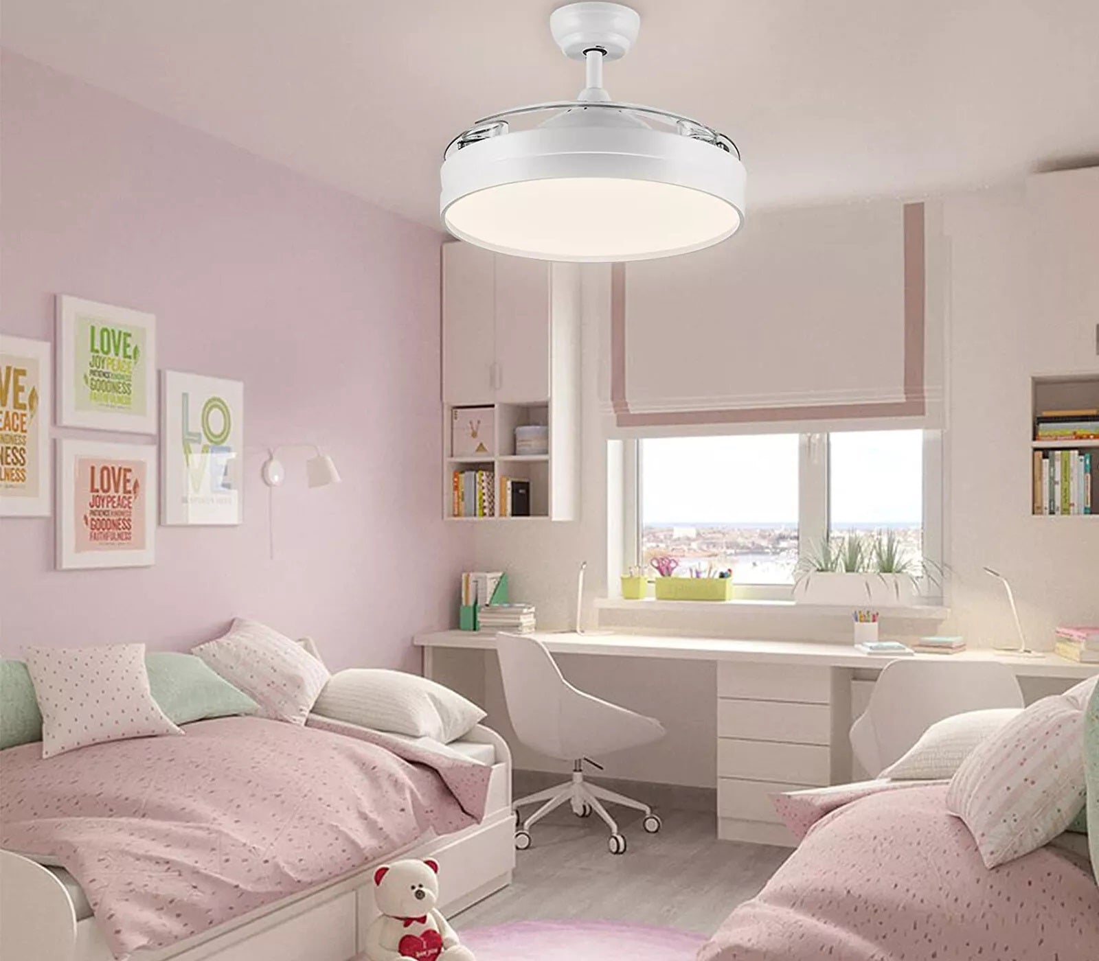 Ventilatore Da Soffitto Con Luce Pale Scomparsa 72W Lampadario Sospensione con Telecomando incluso Regolabile 3000K 4000K 6500K