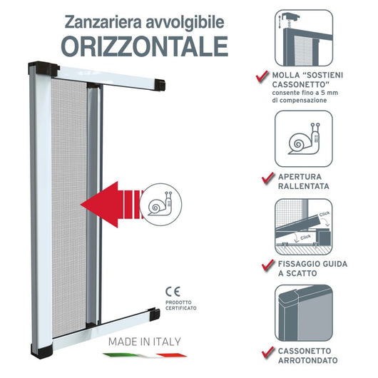 ZANZARIERA 160 X 250 ORIZZONTALE COLORE BIANCO RAL 9010 MODELLO ROTO