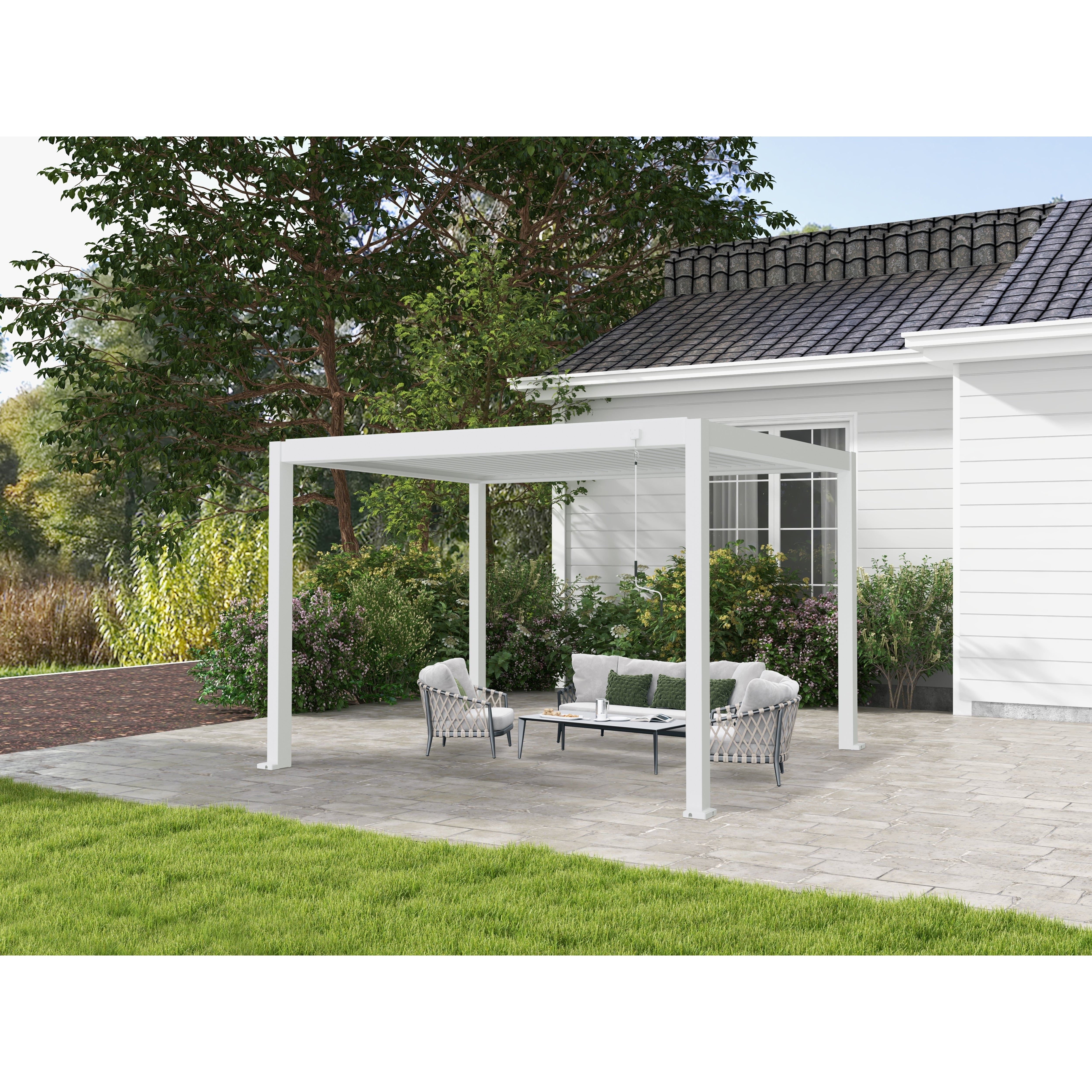 PERGOLA BIOCLIMATICA AUTOPORTANTE 404X304XH250CM BIANCO RAL 9016 IN ALLUMINIO