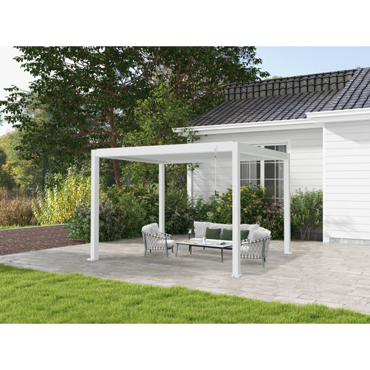 PERGOLA BIOCLIMATICA AUTOPORTANTE 404X304XH250CM BIANCO RAL 9016 IN ALLUMINIO