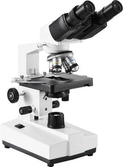 Microscopio Binoculare, Amplificazione 40x fino a 2500x, Microscopio Laboratorio con Illuminazione a Led, Tavola Meccanica a Doppio Schermo, Incluso Supporto per Telefono e Obiettivo Microscopico