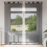 Tende in Voile con Occhielli 2 pz Nero 140x245 cm 4102062