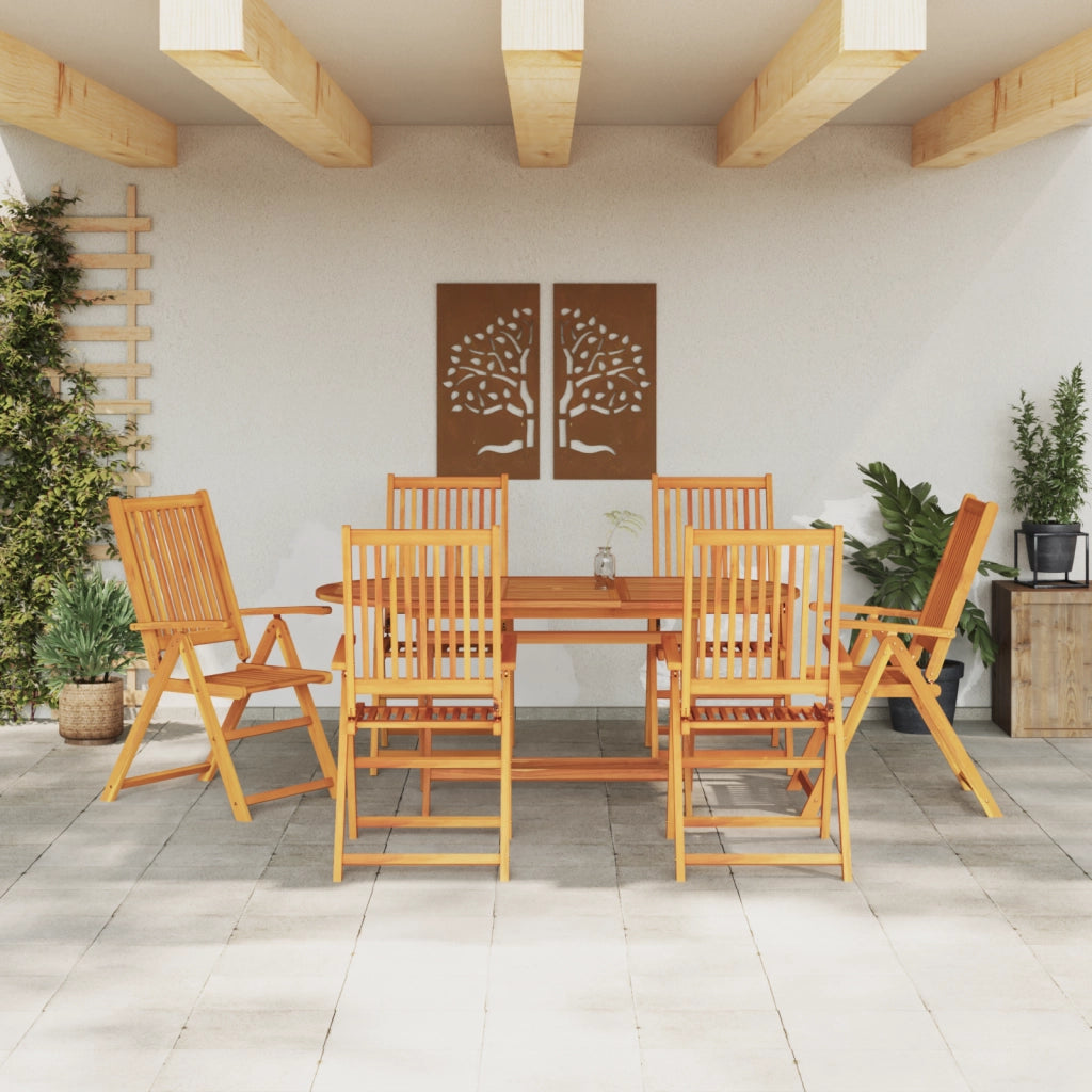 Set pranzo da giardino 7 pezzi in legno massello di acacia
