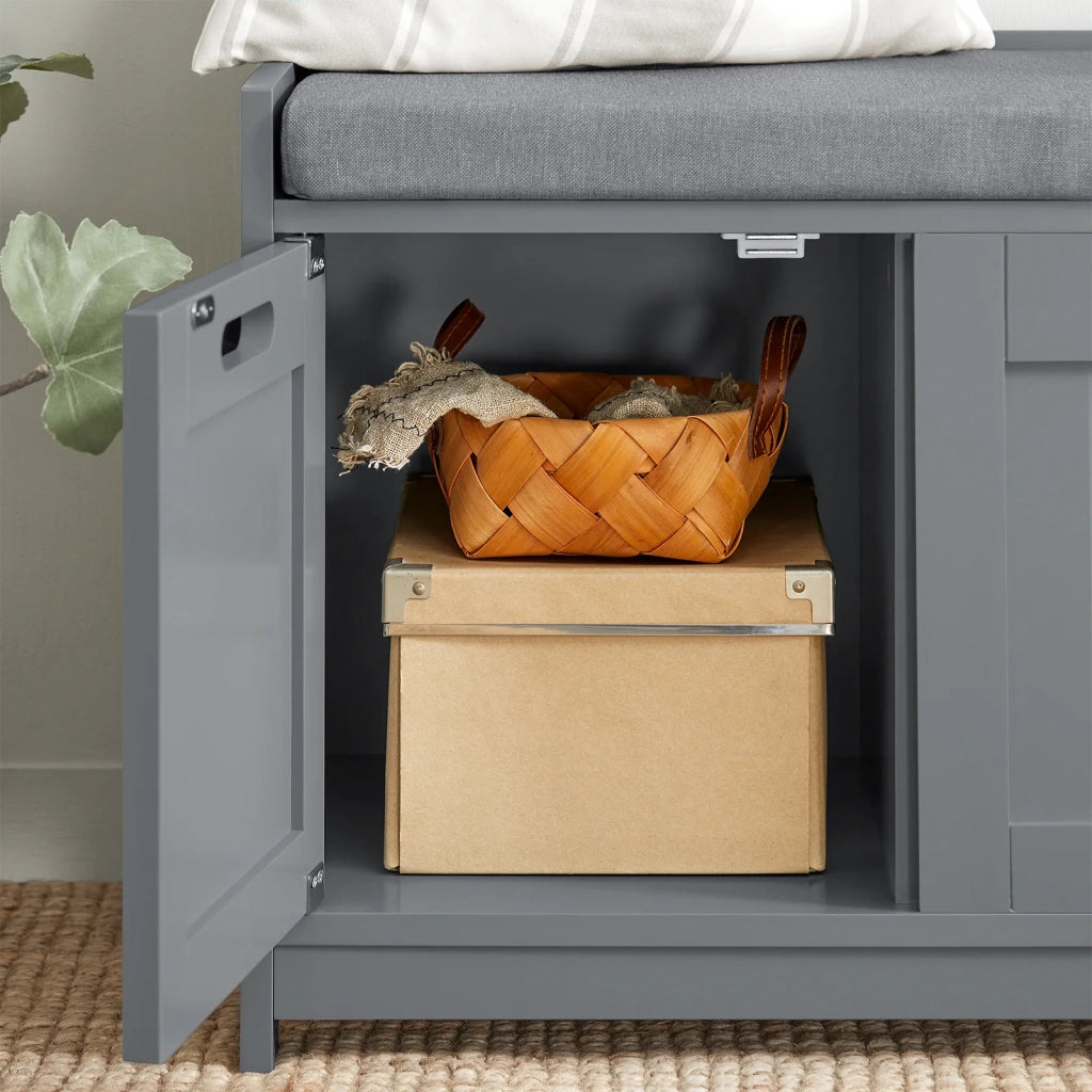Scarpiera da Ingresso con cassetto e 2 armadietti cassapanca Camera da Letto Carico Massimo120 kg 90x45x35cm Grigio FSR80-SG