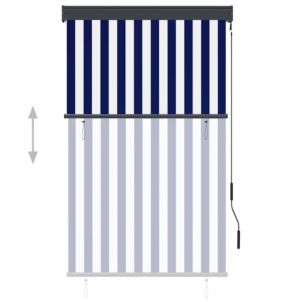 Tenda a Rullo per Esterni-Tenda da sole avvolgibile 100x250 cm Blu e Bianca