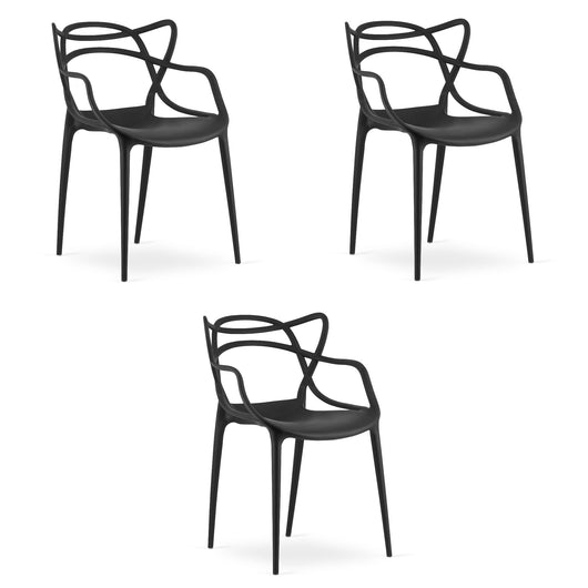 Sedia VALORA KATO - Design ergonomico moderno, nero x 3
