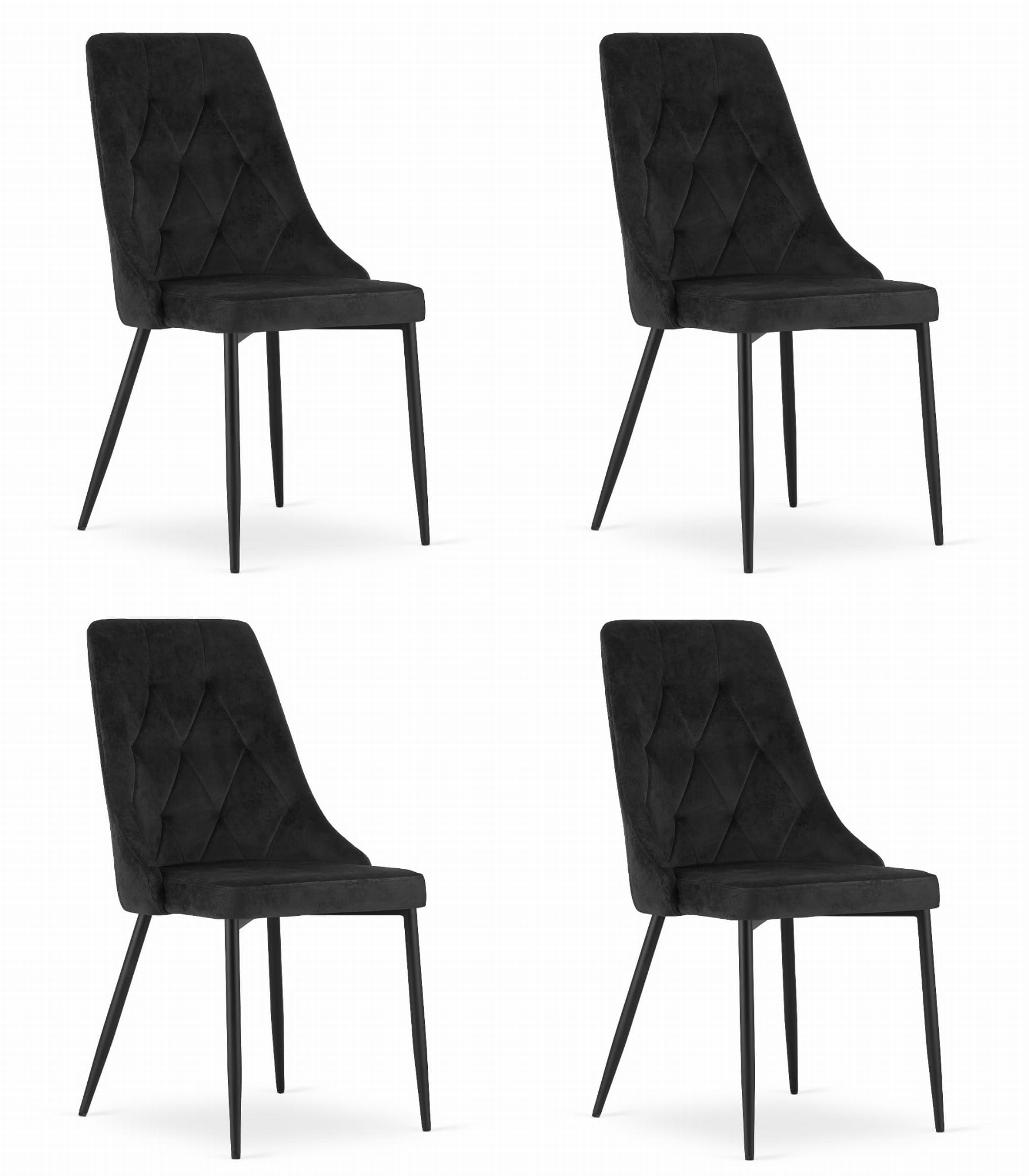 Sedia Valora IMOLA in velluto nero dal design moderno per soggiorno x4