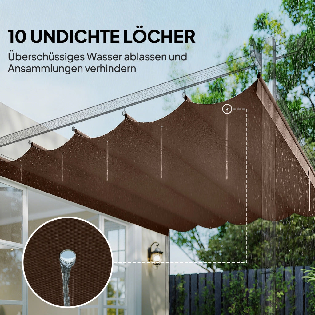 Tettoia Pergola Retrattile 4x3m ¨C zephmum ¨C Marrone, Polyester, 350x260cm