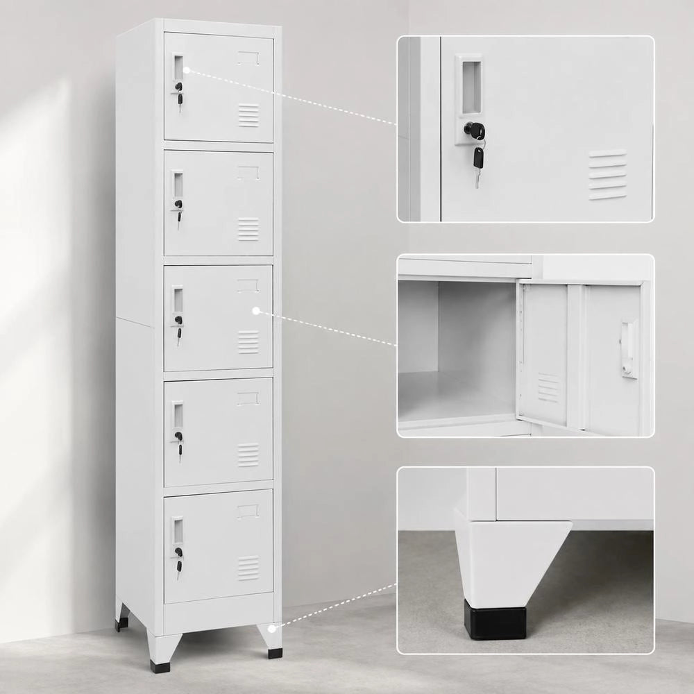 Locker Cabinet, Light Grey, 38x40x180 Cm, Steel