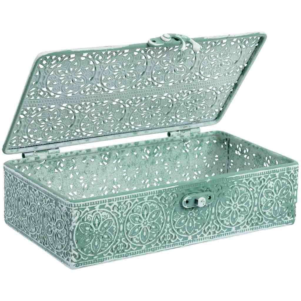 Scatola in metallo verde 20.5x12.5x6h cmh cm