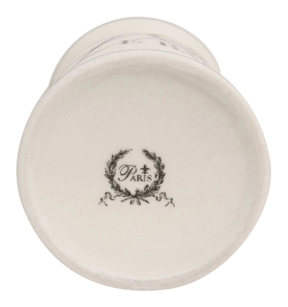 Biscottini Porta spazzolini in porcellana bianca decorata "Le Bain Paris" L8,5xPR8,5xH11,5 cm