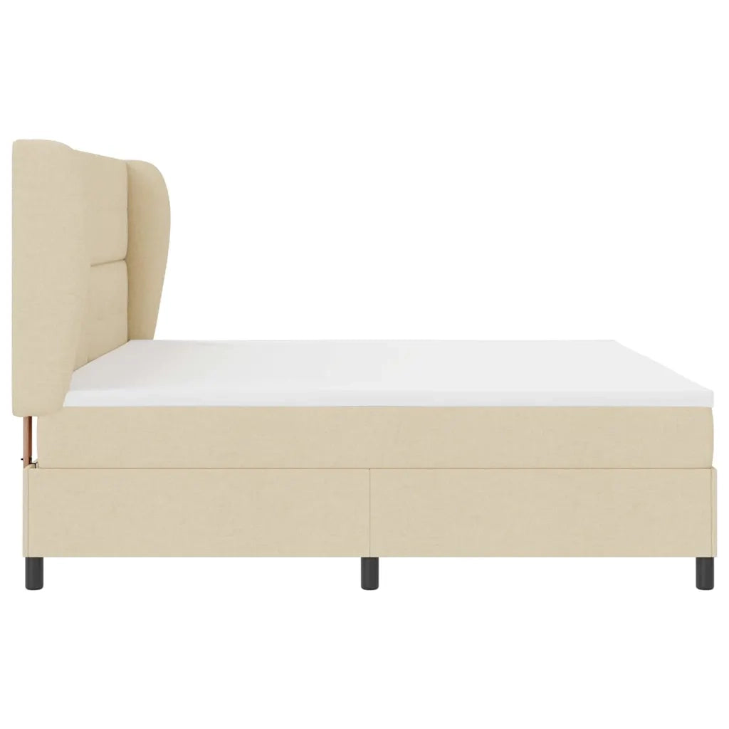Letto a molle con materasso Crema 200 x 200 cm Tessuto 3340590