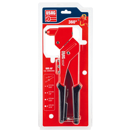 Rivettatrice manuale Usag con testa orientabile 995 AF 2,4 - 3,2 - 4,0 - 4,8 mm