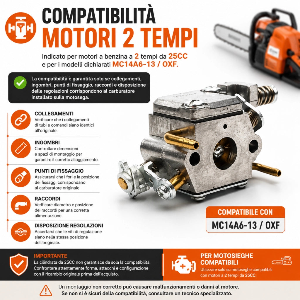 Carburatore Motosega 25CC 2 Tempi Compatibile MC14A6-13 OXF
