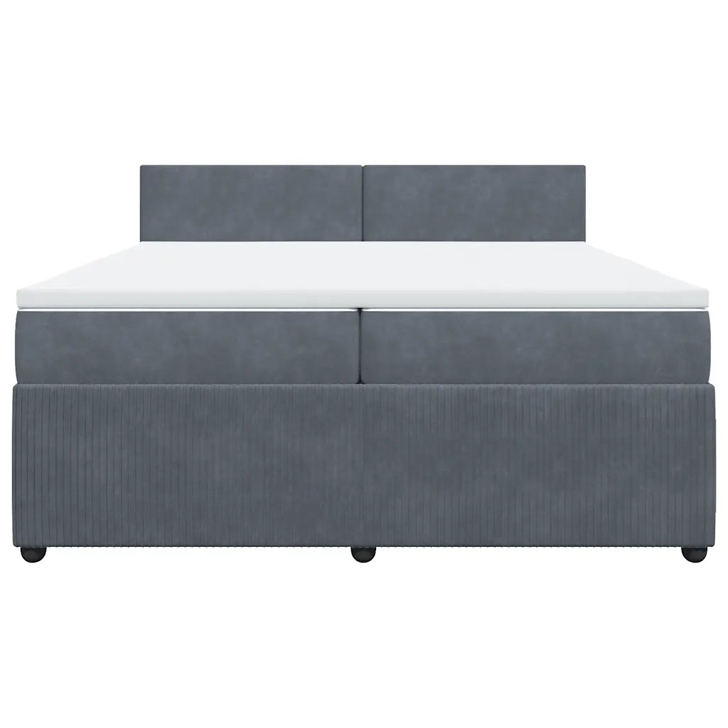 Giroletto a Molle con Materasso Grigio Scuro 200x200 cm Velluto