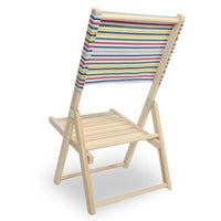 Sedia Spiaggina richiudibile in legno naturale con schienale a righe colorate