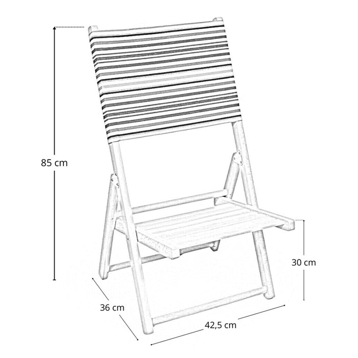 Sedia Spiaggina richiudibile in legno naturale con schienale a righe colorate