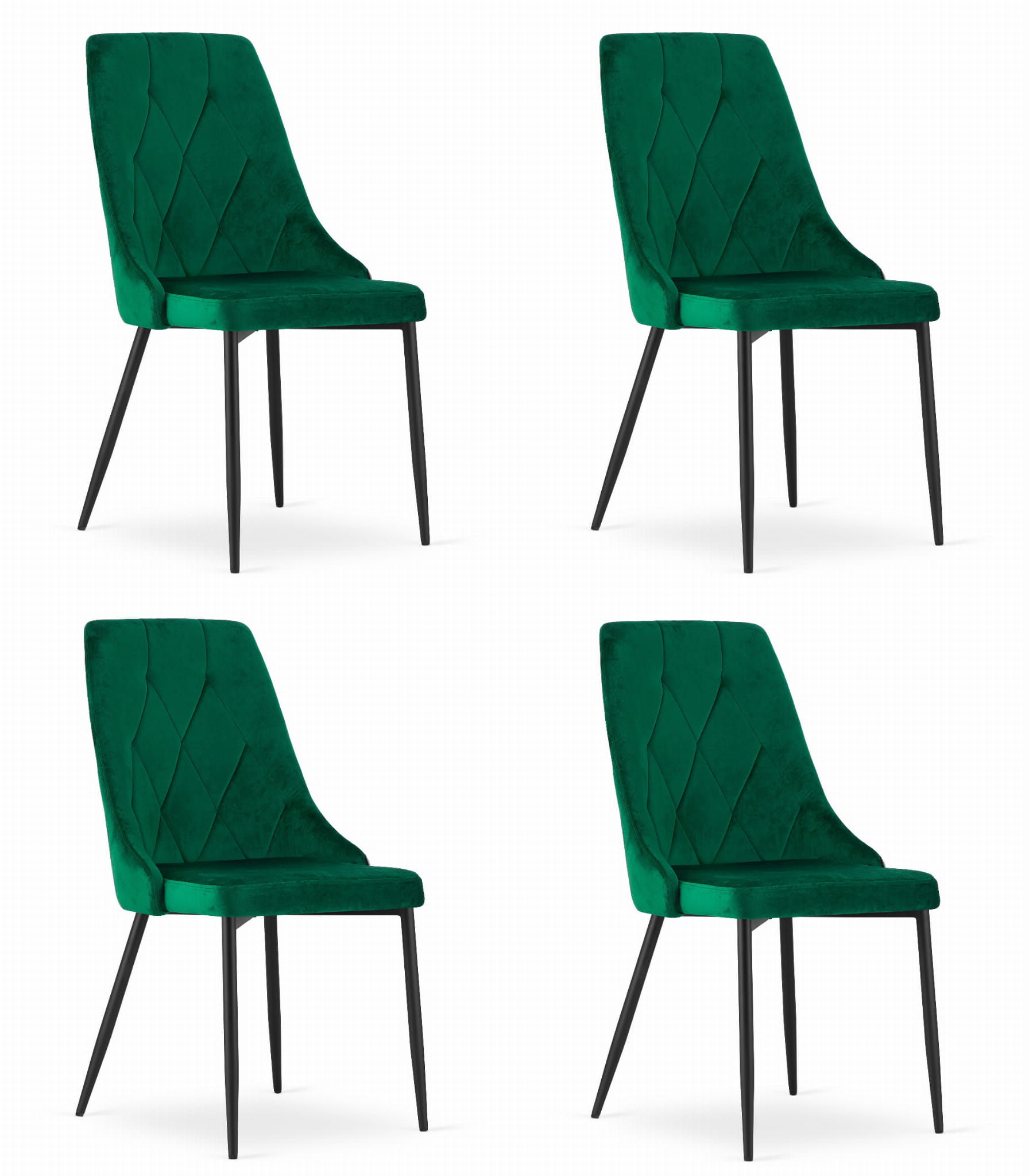 Sedia Valora IMOLA in velluto verde scuro, design moderno x4