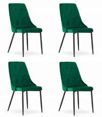 Sedia Valora IMOLA in velluto verde scuro, design moderno x4