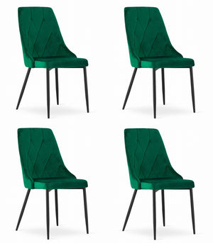 Sedia Valora IMOLA in velluto verde scuro, design moderno x4