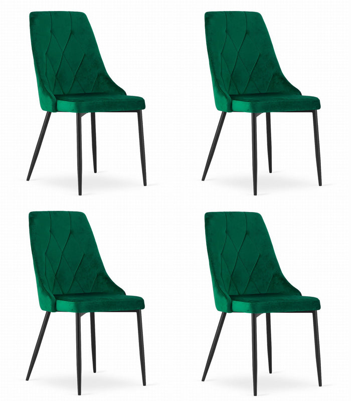 Sedia Valora IMOLA in velluto verde scuro, design moderno x4