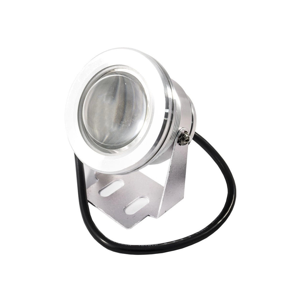 Trade Shop - Faro Faretto Led Orientabile Calda Fredda Rgb 10 Watt Cob 12 Volt Ip 65 Luce - -bianco Caldo      -