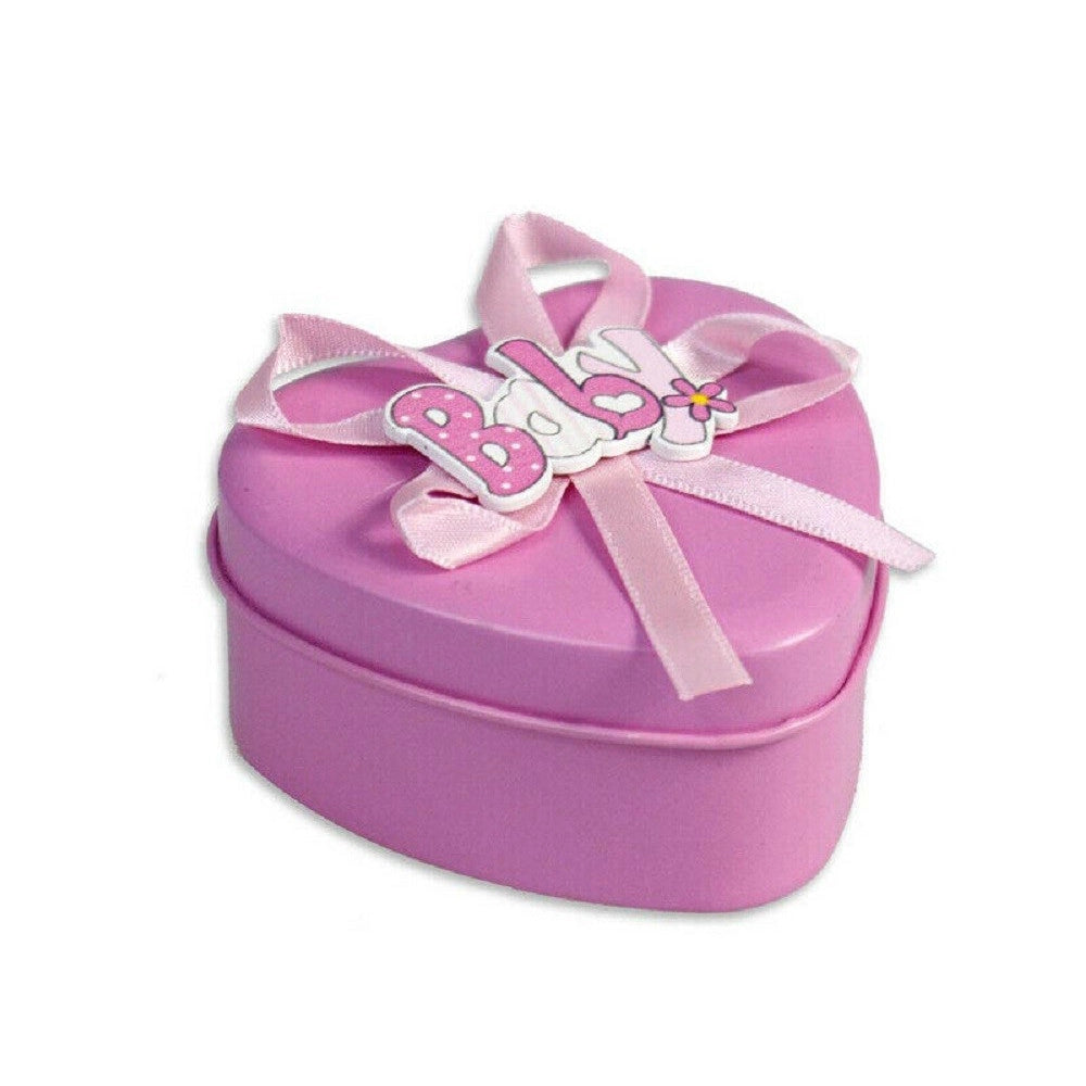 Trade Shop - Scatoline Portaconfetti 36 Pezzi Cuore Nascita Battesimo Bomboniera Bimbo Bimba -