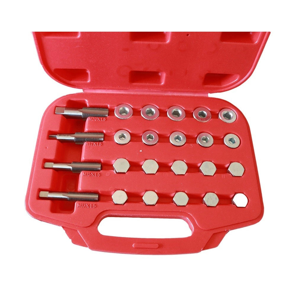 Trade Shop - Kit Riparazione Filettatura Tappo Coppa Olio Auto Con Tappi E Rondelle 64 Pz -