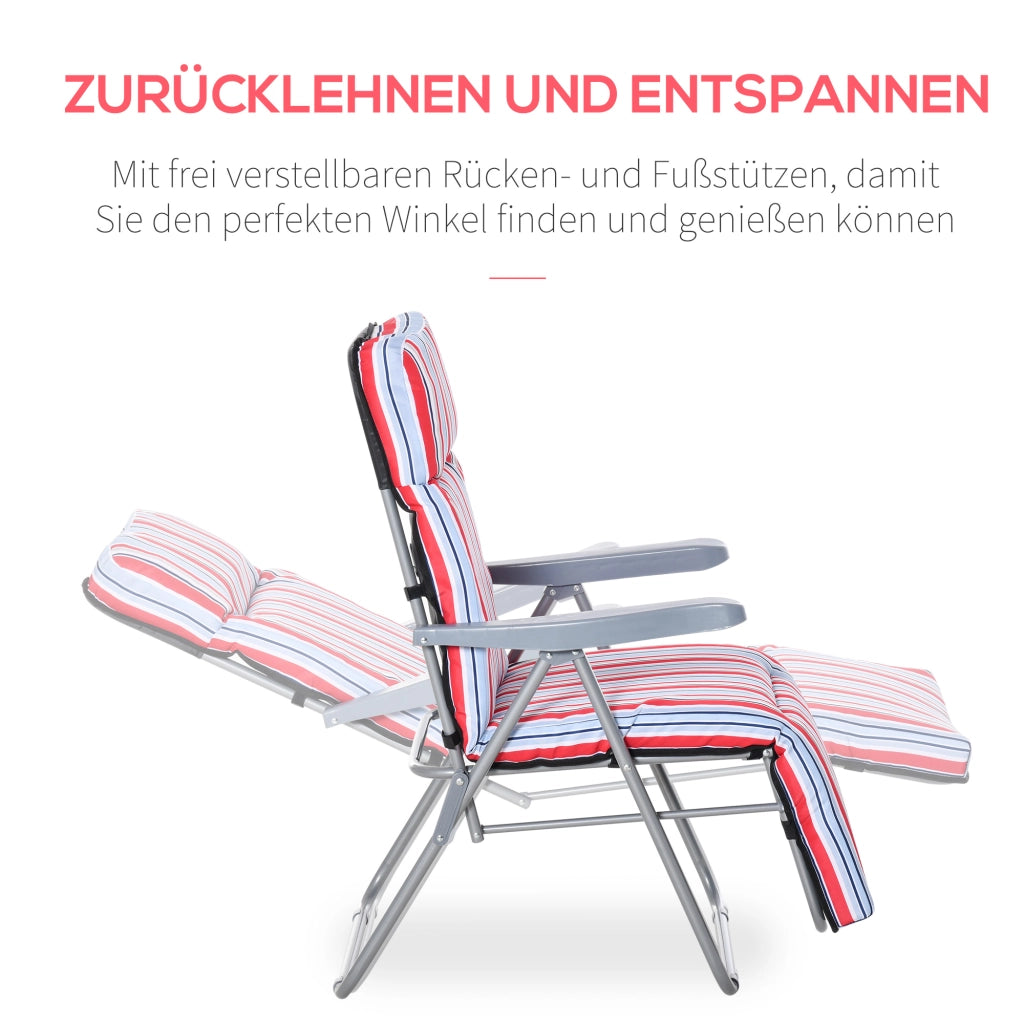 Set 2 Sedie a Sdraio con Cuscini Pieghevoli Regolabili ¨C Zephmum ¨C Rosso Poliestere Acciaio 60x75x65-102 cm