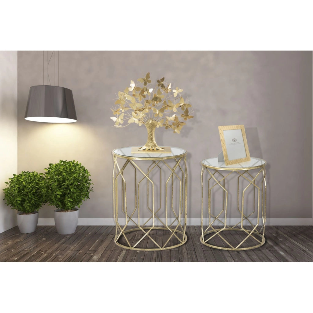 Set di Tavolini VKH561, Oro, Metallo, 42x42x53 cm