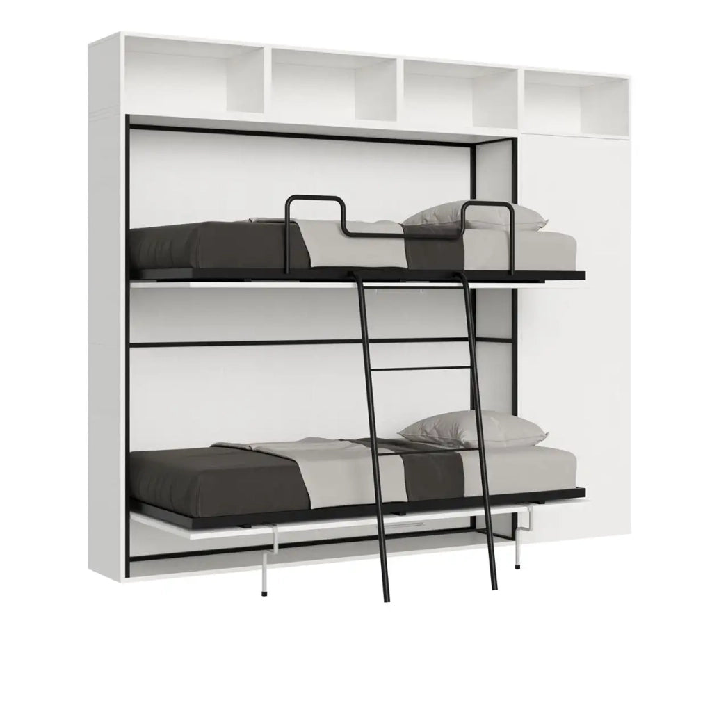 Letto doppio a scomparsa Kando comp.H bianco frassino