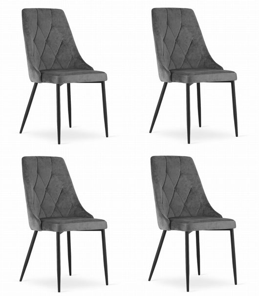 Sedia VALORA IMOLA - Design ergonomico moderno in velluto grigio scuro x 4