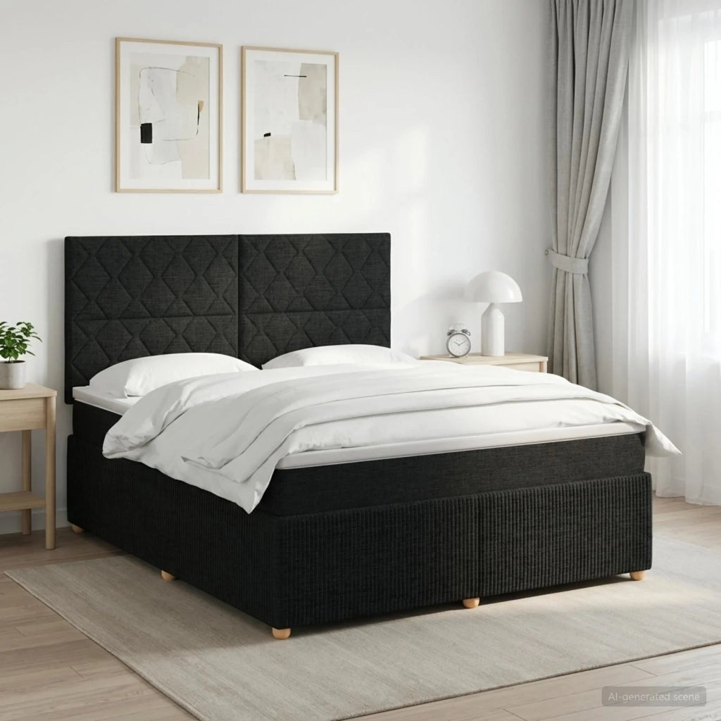Letto box spring con materasso Nero 140 x 190 cm Tessuto 3454398