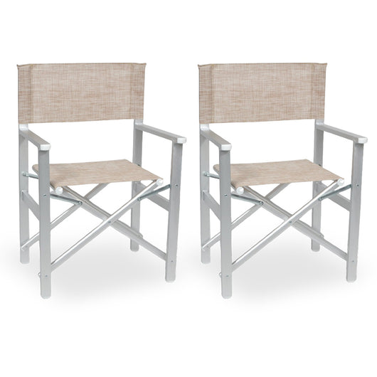 Sedia Regista Ketty alluminio seduta e schienale in textilene marrone chiaro x 2