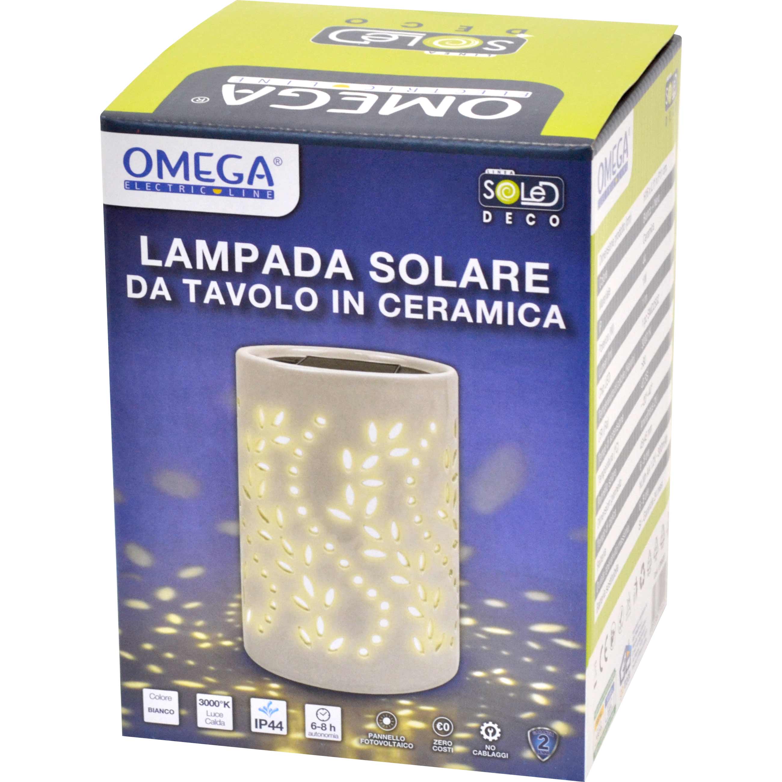 Lampada solare  ceramica da tavolo bianca