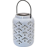 Lampada solare ceramica  grande c/appendino celeste