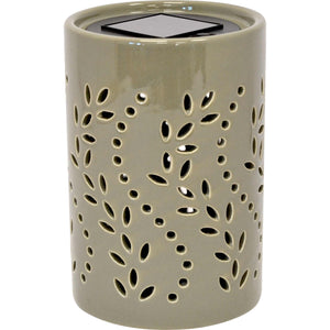 Lampada solare in ceramica da tavolo verde oliva