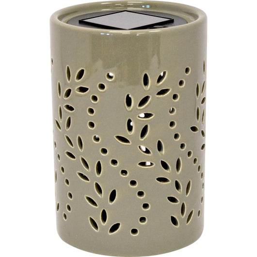 Lampada solare in ceramica da tavolo verde oliva