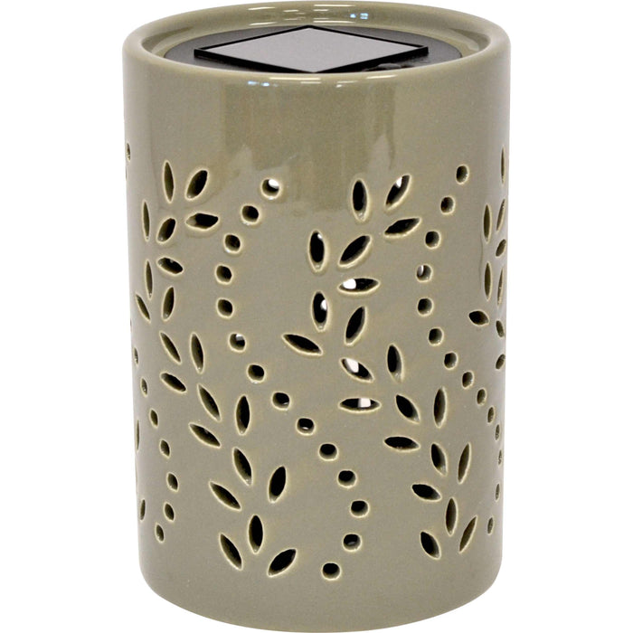 Lampada solare in ceramica da tavolo verde oliva