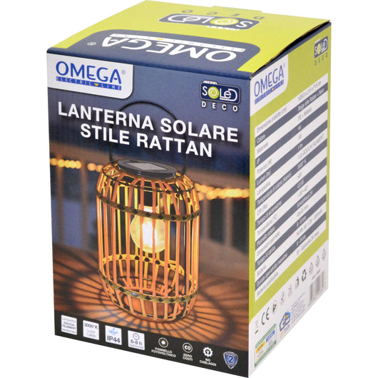 LANTERNA SOLARE EFFETTO RATTAN CON APPENDINO IP44