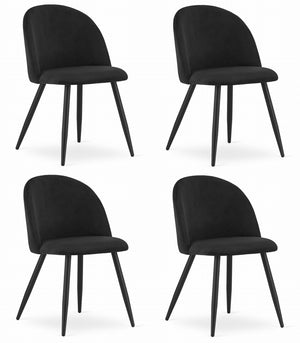 Valora Bello Chair Black Velvet Metal Legs Set di 4