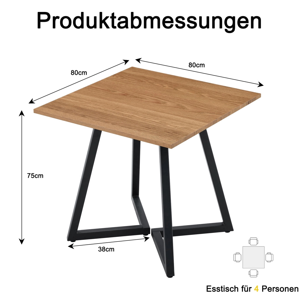 Tavolo da Pranzo Quadrato per 4 Persone ¨C Xylo ¨C 80x80 cm, Metallo, Moderno
